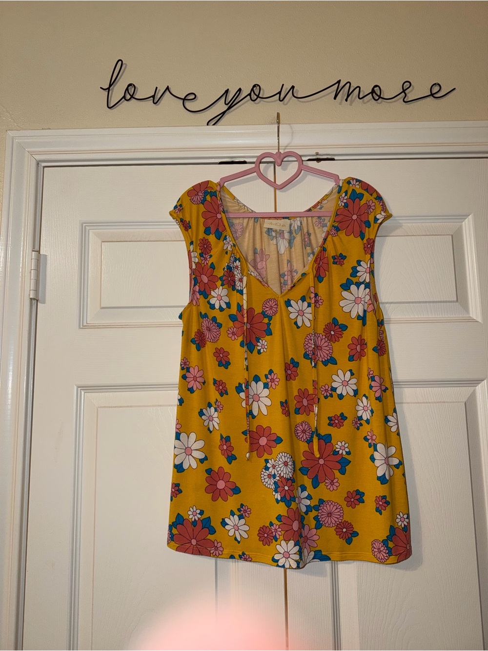 Modcloth Yellow Floral V-Neck Sleeveless Camisole